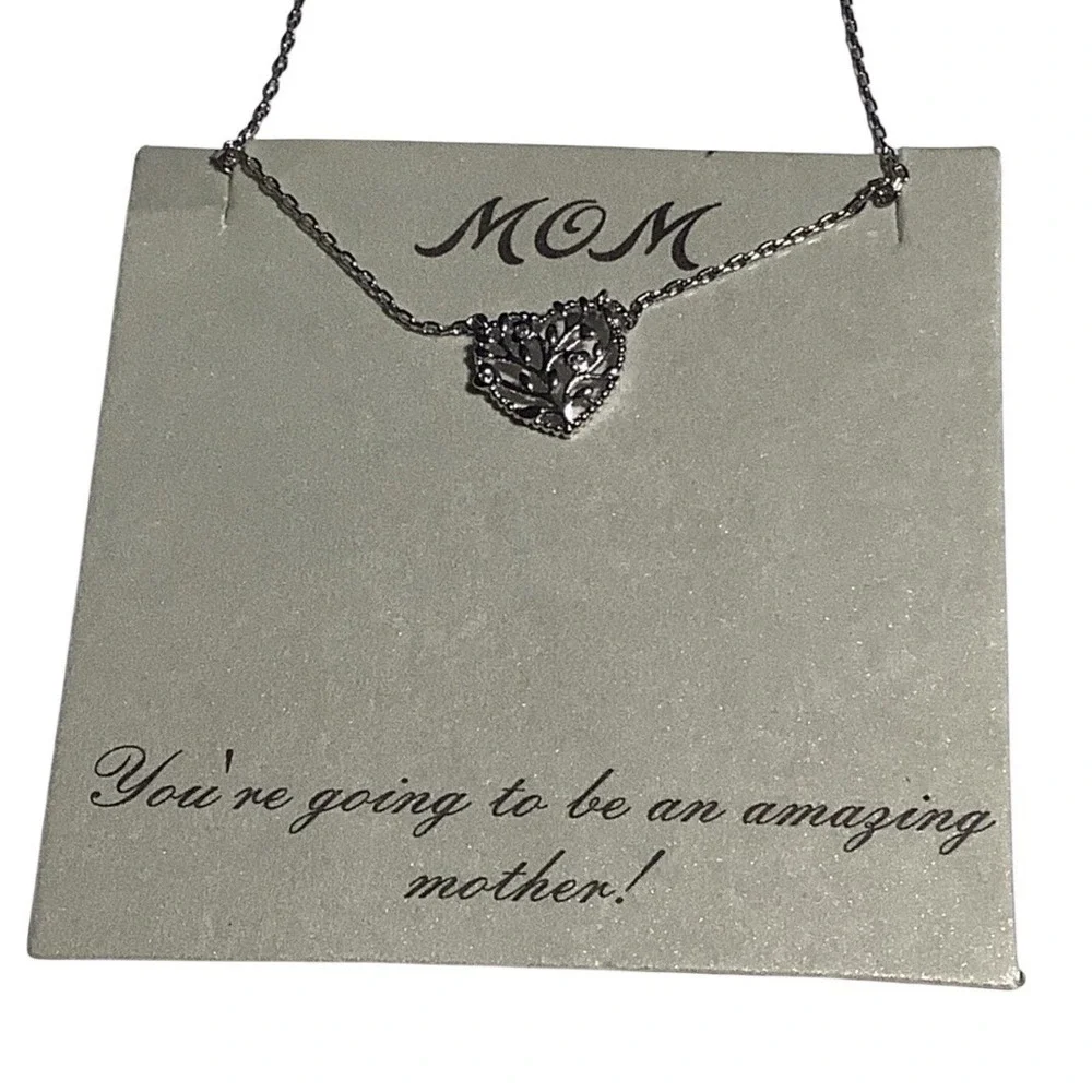 Mom Heart Tree of Life Necklace Women OS Silver‎ Tone Filigree